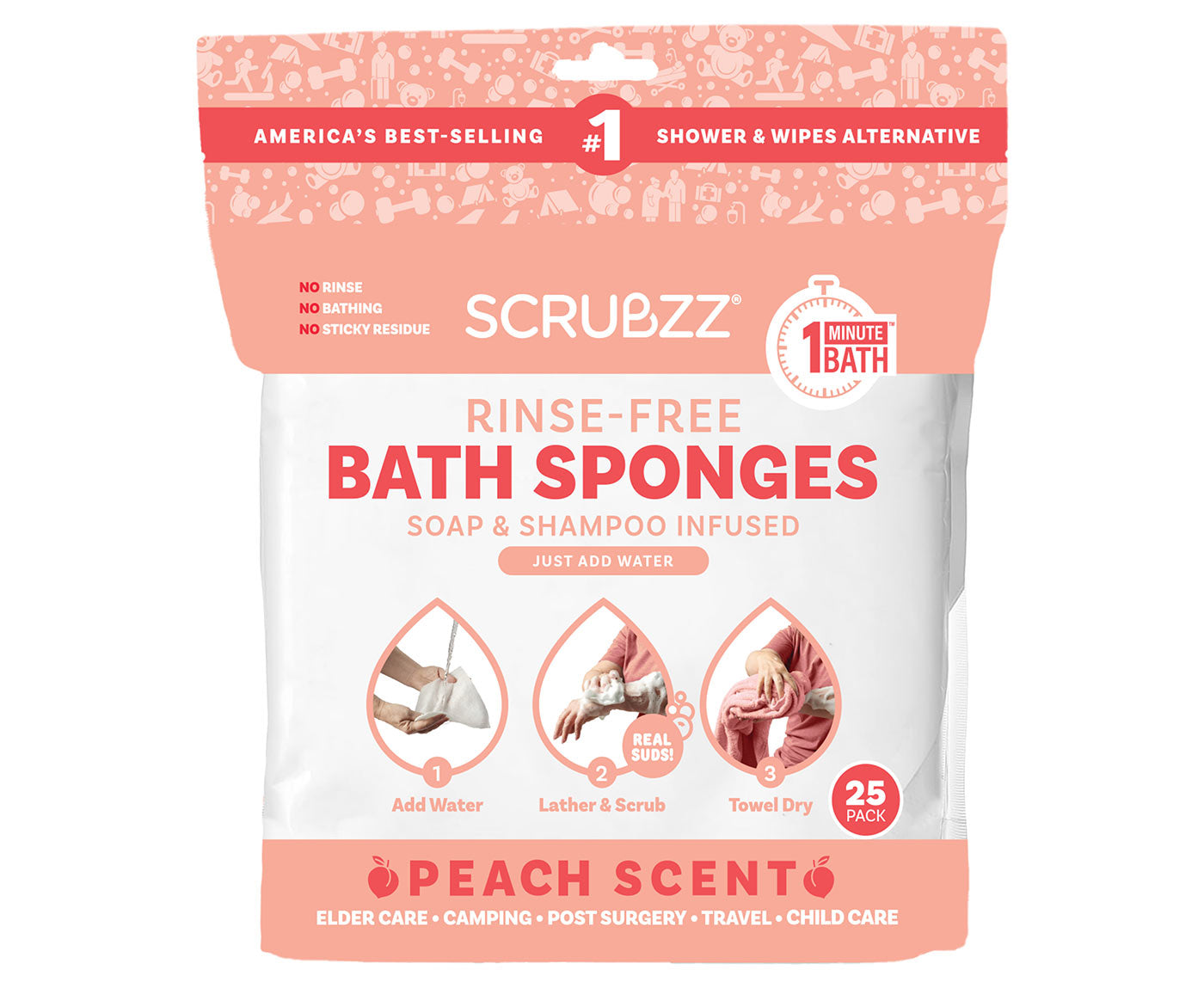 Scrubzz Peach Bathing Sponges