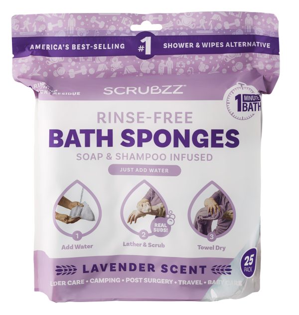 Scrubzz Rinse-Free Bathing Sponges - Lavender